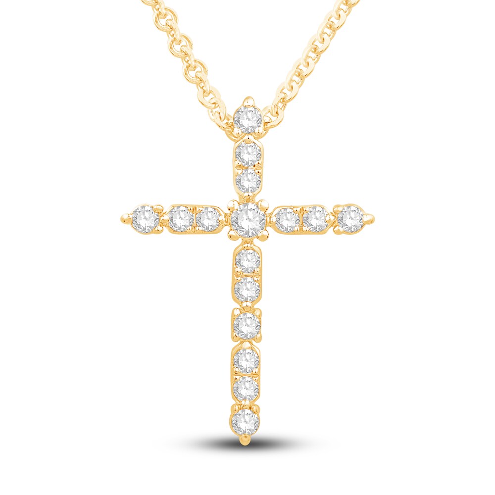 Diamond Cross Necklace 3/8 ct tw Round 10K Yellow Gold 18" Hny7RqFR Diamond Cross Necklace 3/8 ct tw Round 10K Yellow Gold 18" Hny7RqFR