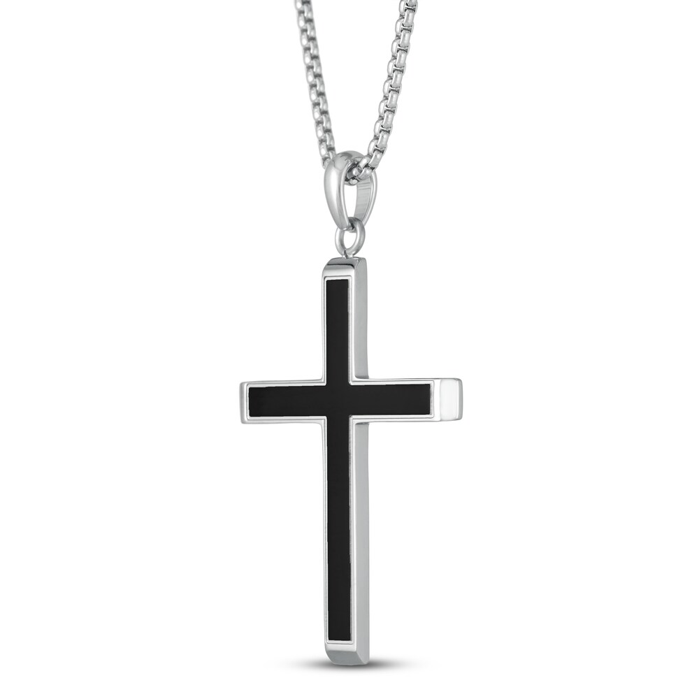 Cross Necklace Black Ion-Plated Stainless Steel 24\" I9vwAPkV Cross Necklace Black Ion-Plated Stainless Steel 24\" I9vwAPkV