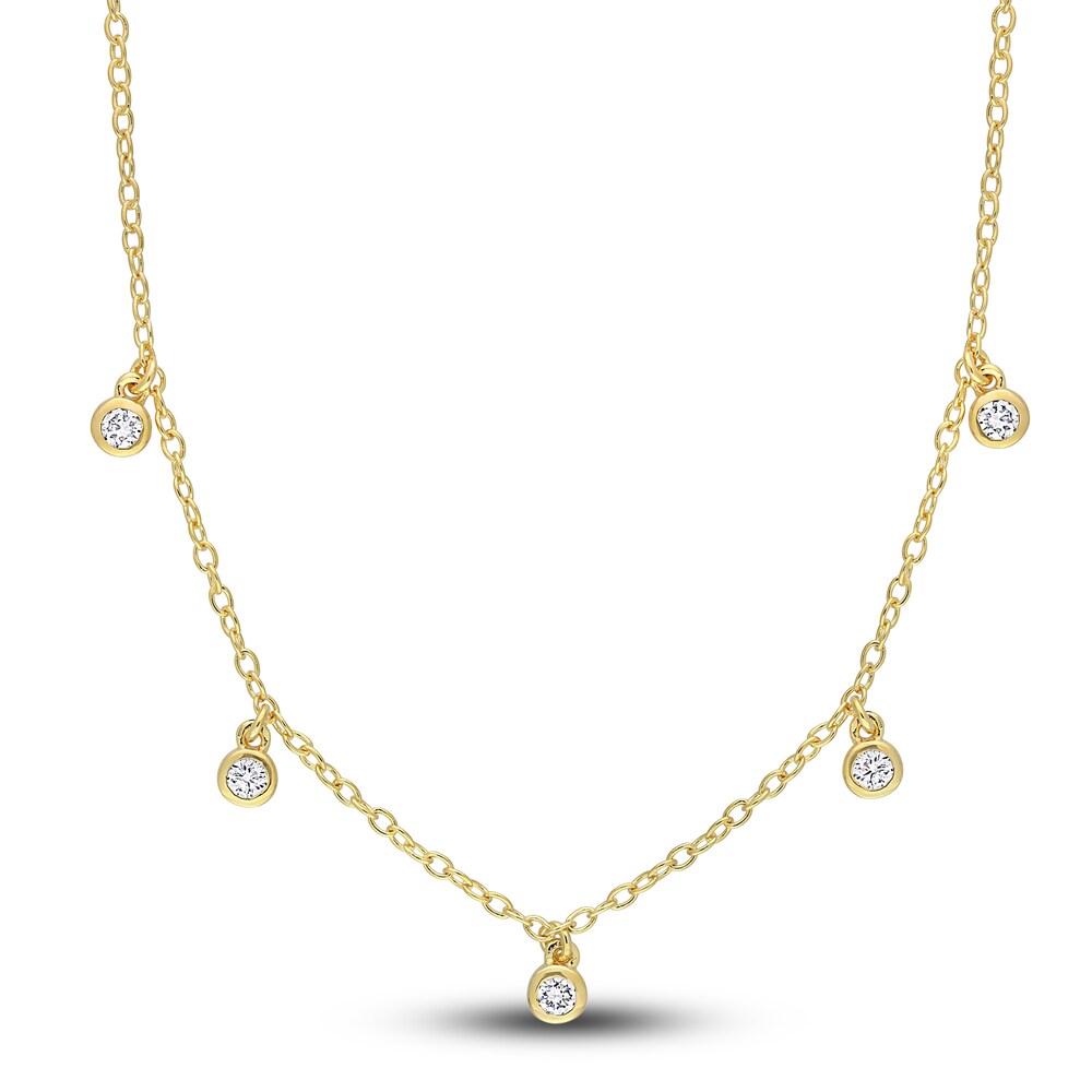 Diamond Station Necklace 1/6 ct tw Round 10K Yellow Gold 16" IDwizP6H Diamond Station Necklace 1/6 ct tw Round 10K Yellow Gold 16" IDwizP6H