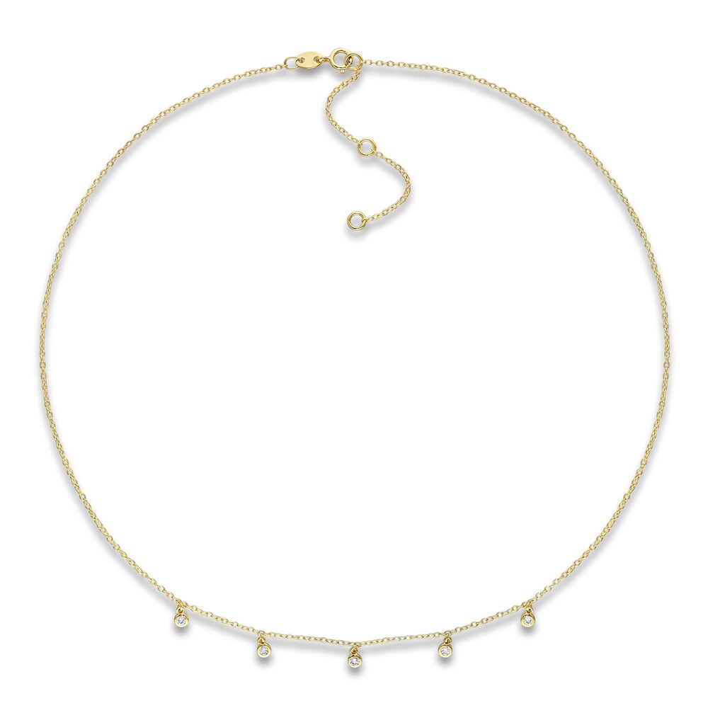 Diamond Station Necklace 1/6 ct tw Round 10K Yellow Gold 16\" IDwizP6H Diamond Station Necklace 1/6 ct tw Round 10K Yellow Gold 16\" IDwizP6H