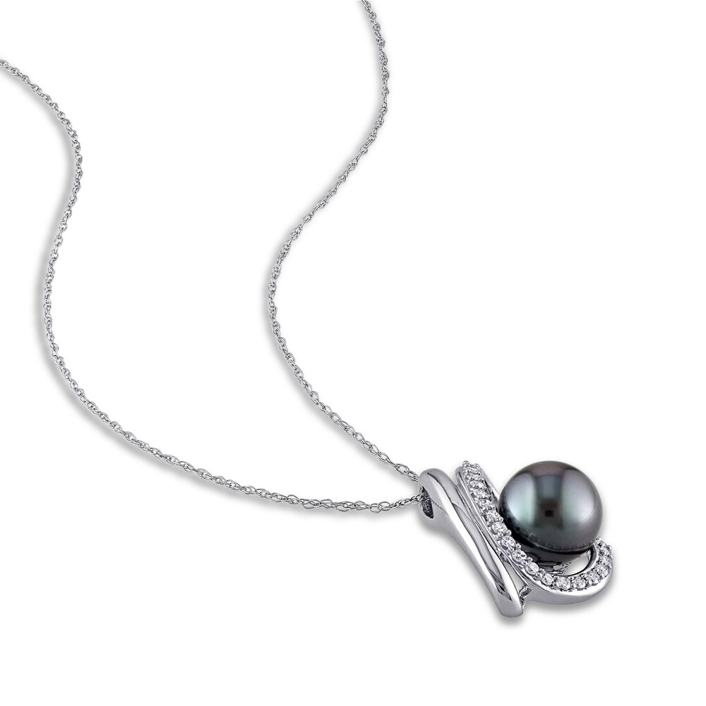 Tahitian Cultured Pearl Necklace 1/4 ct tw Diamonds 10K White Gold IIDEuzl6 Tahitian Cultured Pearl Necklace 1/4 ct tw Diamonds 10K White Gold IIDEuzl6