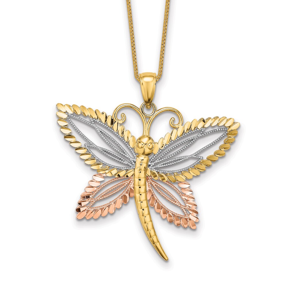 Dragonfly Necklace 14K Two-Tone Gold 18" IRgP1DTu Dragonfly Necklace 14K Two-Tone Gold 18" IRgP1DTu