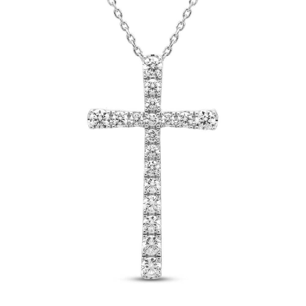 Diamond Cross Necklace 3/8 ct tw Round 10K White Gold IZ4X3GNE Diamond Cross Necklace 3/8 ct tw Round 10K White Gold IZ4X3GNE