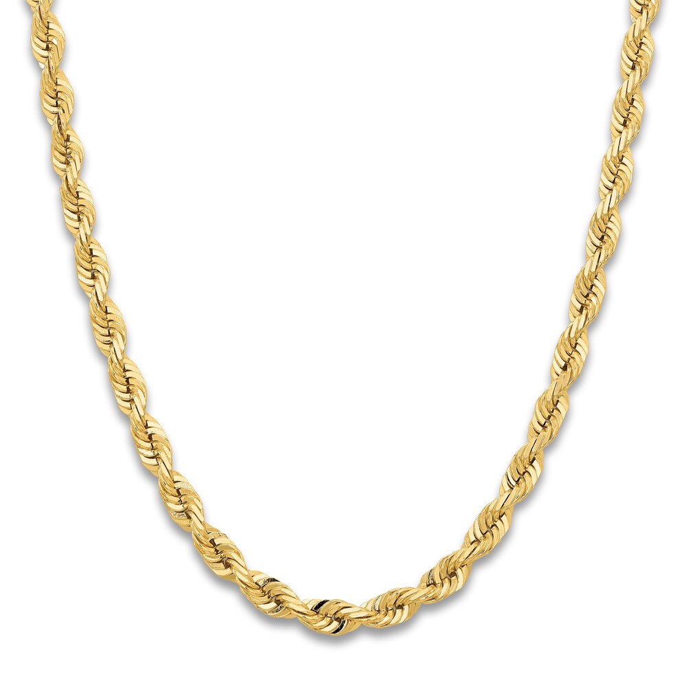 Men\'s Quad Rope Chain Necklace 14K Yellow Gold 7.0mm 24\" IeOArcPI