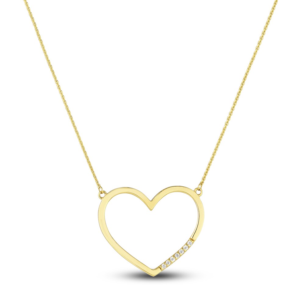 Diamond Heart Necklace 1/20 ct tw Round 14K Yellow Gold 16" Adj. Ims1qS7e Diamond Heart Necklace 1/20 ct tw Round 14K Yellow Gold 16" Adj. Ims1qS7e