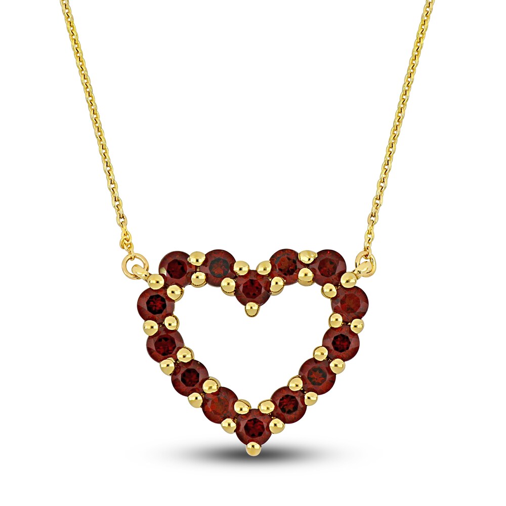 Natural Garnet Heart Pendant Necklace 10K Yellow Gold 17" InGddRtV Natural Garnet Heart Pendant Necklace 10K Yellow Gold 17" InGddRtV