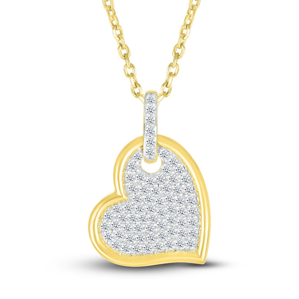 Diamond Heart Pendant Necklace 1/4 ct tw Round 10K Yellow Gold 18" IoBTeaWC Diamond Heart Pendant Necklace 1/4 ct tw Round 10K Yellow Gold 18" IoBTeaWC