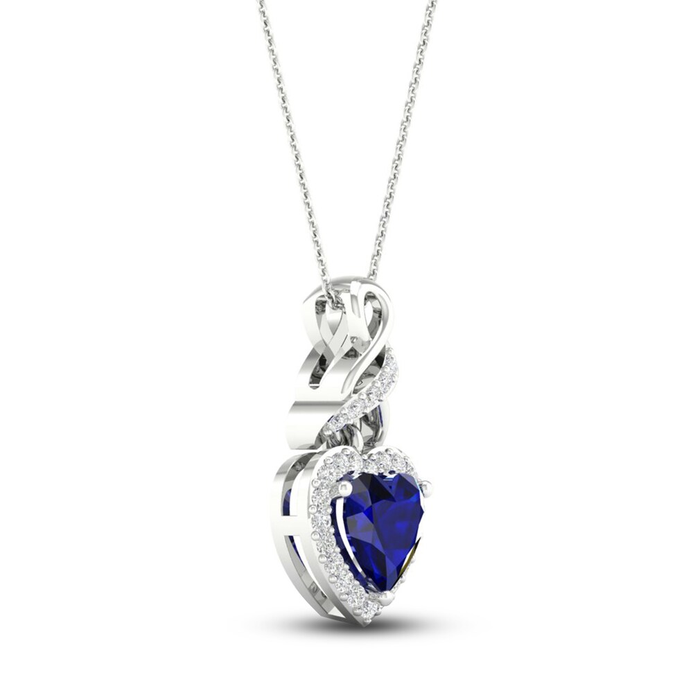 Lab-Created Blue Sapphire & Lab-Created White Sapphire Necklace Sterling Silver J6S2Drod Lab-Created Blue Sapphire & Lab-Created White Sapphire Necklace Sterling Silver J6S2Drod
