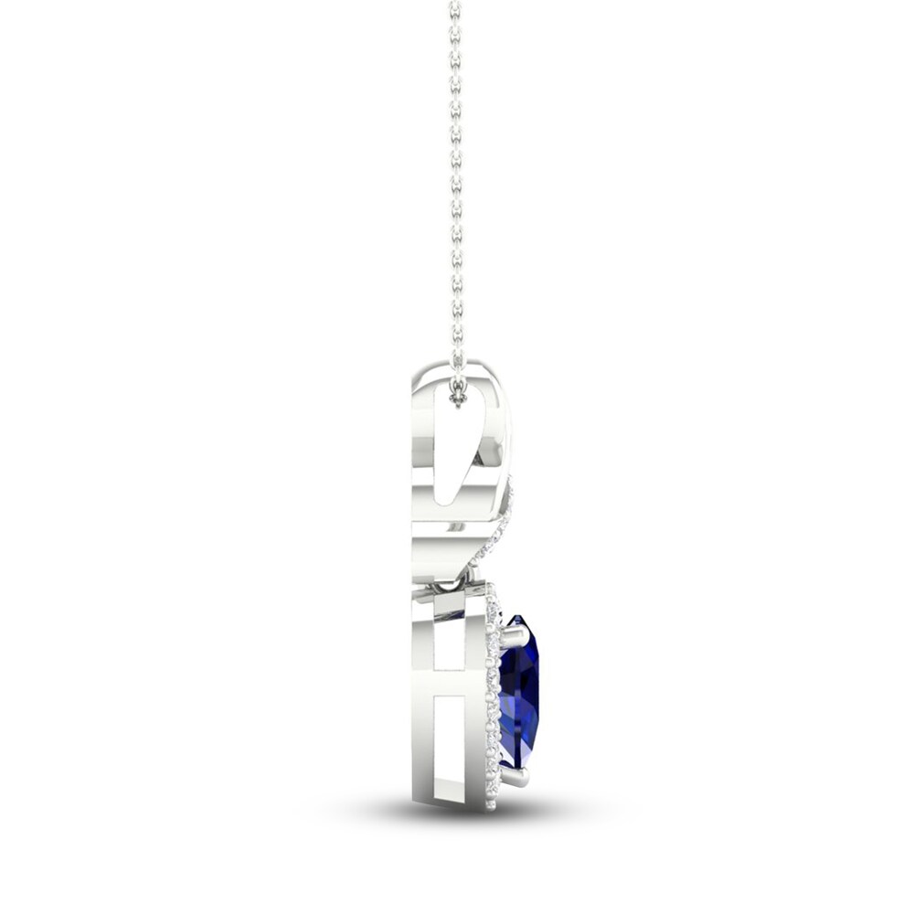 Lab-Created Blue Sapphire & Lab-Created White Sapphire Necklace Sterling Silver J6S2Drod Lab-Created Blue Sapphire & Lab-Created White Sapphire Necklace Sterling Silver J6S2Drod