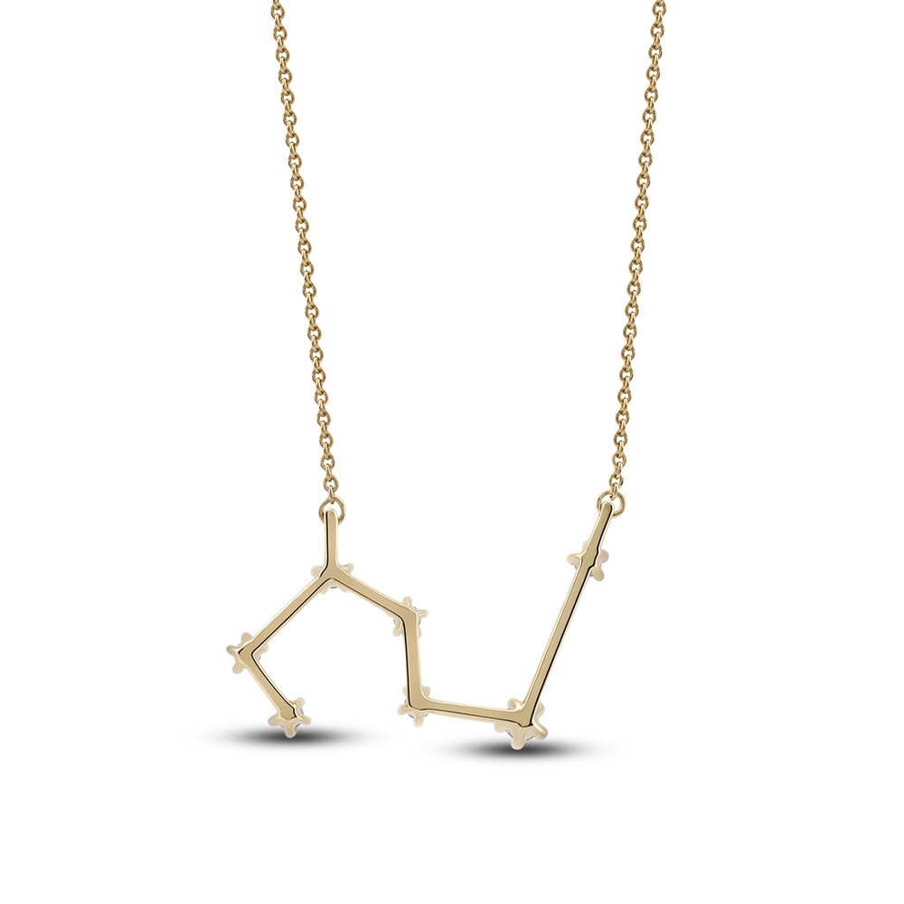 Diamond Leo Constellation Pendant Necklace 1/6 ct tw Round 14K Yellow Gold JC6OAXOU