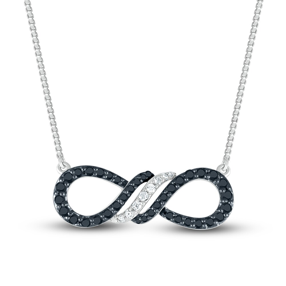 Black Diamond Infinity Necklace 1/4 ct tw Round 10K White Gold 18" JDOcBTSL Black Diamond Infinity Necklace 1/4 ct tw Round 10K White Gold 18" JDOcBTSL