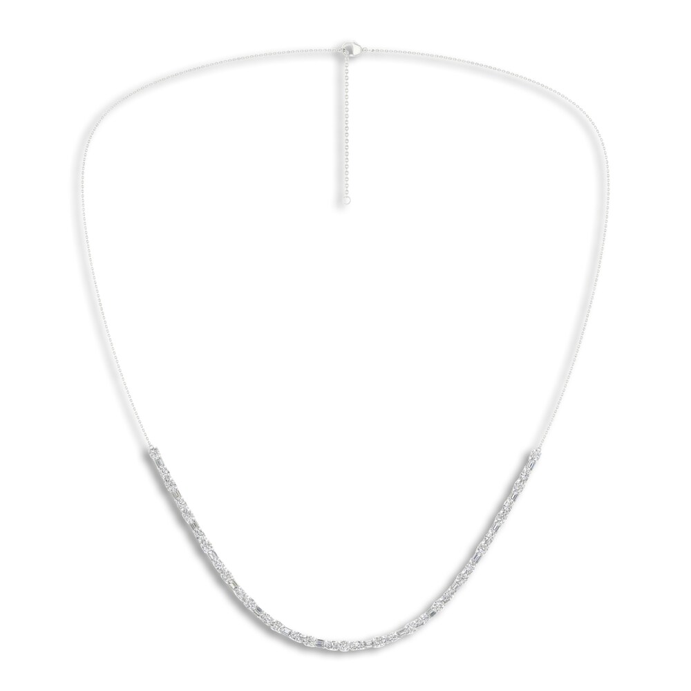 Lab-Created Diamond Necklace 10 ct tw Emerald/Oval/Round 14K White Gold 18" JE569tmZ Lab-Created Diamond Necklace 10 ct tw Emerald/Oval/Round 14K White Gold 18" JE569tmZ