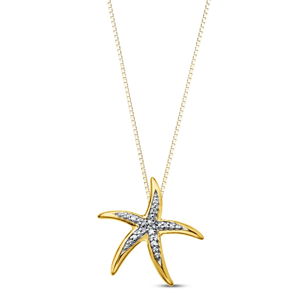 Starfish Necklace Diamond Accents 10K Yellow Gold JOOMqFj3 Starfish Necklace Diamond Accents 10K Yellow Gold JOOMqFj3