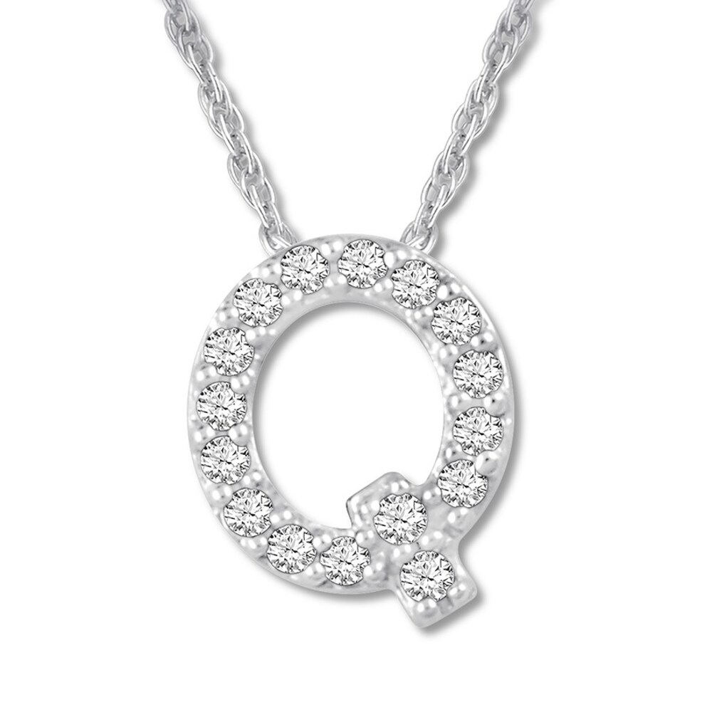 Diamond Initial Q Necklace 1/20 ct tw Round-cut 10K White Gold Js8zvf68 Diamond Initial Q Necklace 1/20 ct tw Round-cut 10K White Gold Js8zvf68
