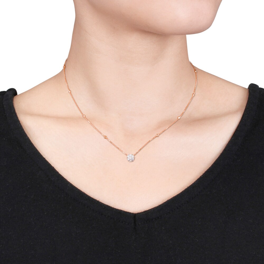 Diamond Flower Necklace 1/3 ct tw Round-cut 14K Rose Gold K1GVkQlt Diamond Flower Necklace 1/3 ct tw Round-cut 14K Rose Gold K1GVkQlt