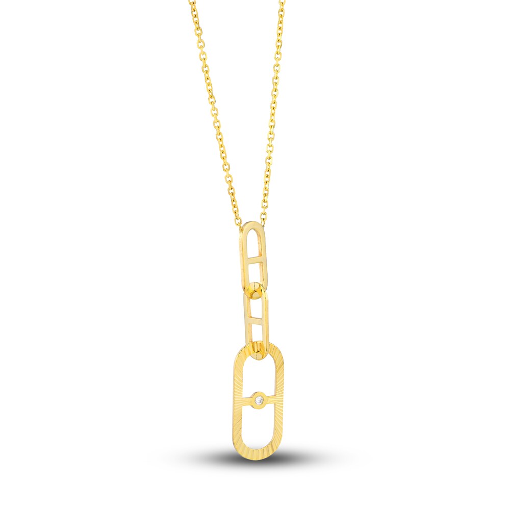 Mariner Link Chain Diamond Accent 14K Yellow Gold 18\" K34aoxol Mariner Link Chain Diamond Accent 14K Yellow Gold 18\" K34aoxol