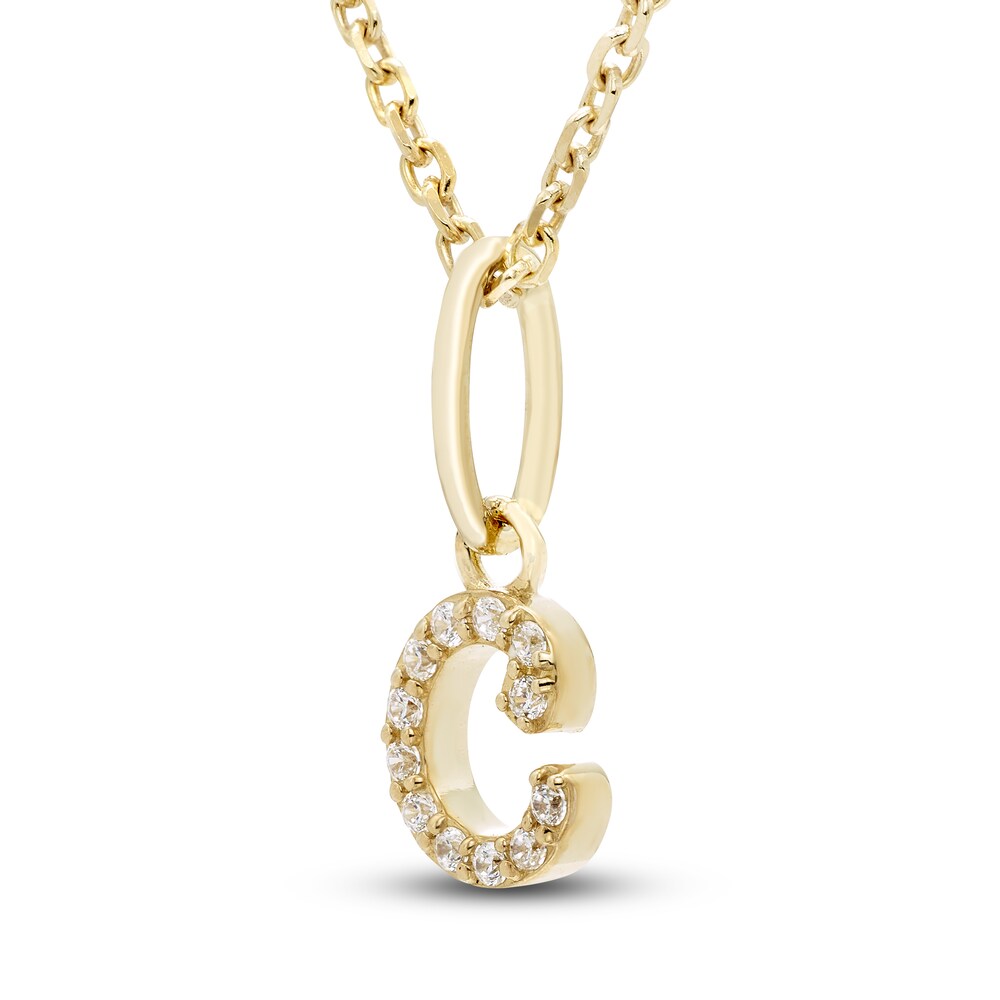 Diamond Initial C Pendant Necklace 1/20 ct tw Round 10K Yellow Gold 18\" K6jfQAas