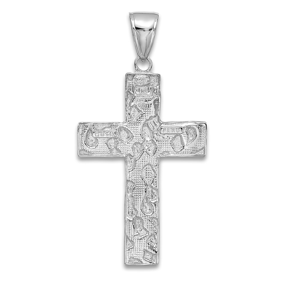 Flat Cross Pendant Necklace 14K White Gold 18\" KN2FTaLY Flat Cross Pendant Necklace 14K White Gold 18\" KN2FTaLY