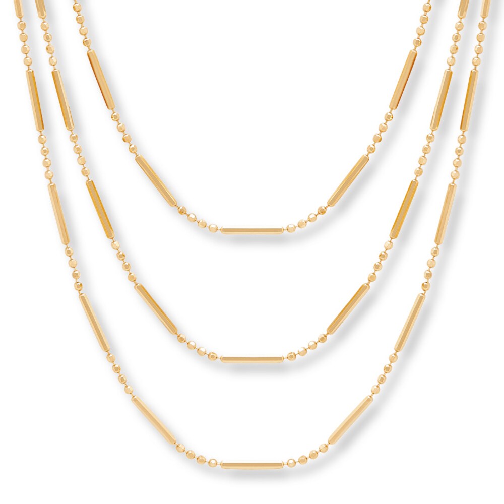 3-Strand Necklace 10K Yellow Gold 17" Length KlB3yddV 3-Strand Necklace 10K Yellow Gold 17" Length KlB3yddV