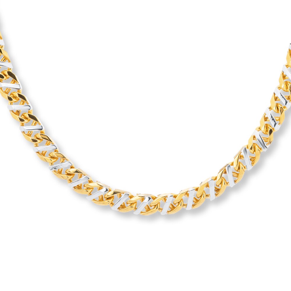 Mariner Link Necklace 10K Two-Tone Gold 22" Length Kz91IDAP Mariner Link Necklace 10K Two-Tone Gold 22" Length Kz91IDAP