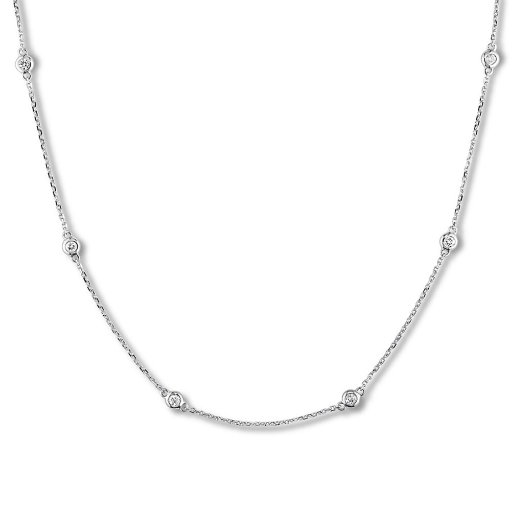Diamond Station Necklace 1/3 ct tw Bezel-set 14K White Gold L7SOORS2 Diamond Station Necklace 1/3 ct tw Bezel-set 14K White Gold L7SOORS2