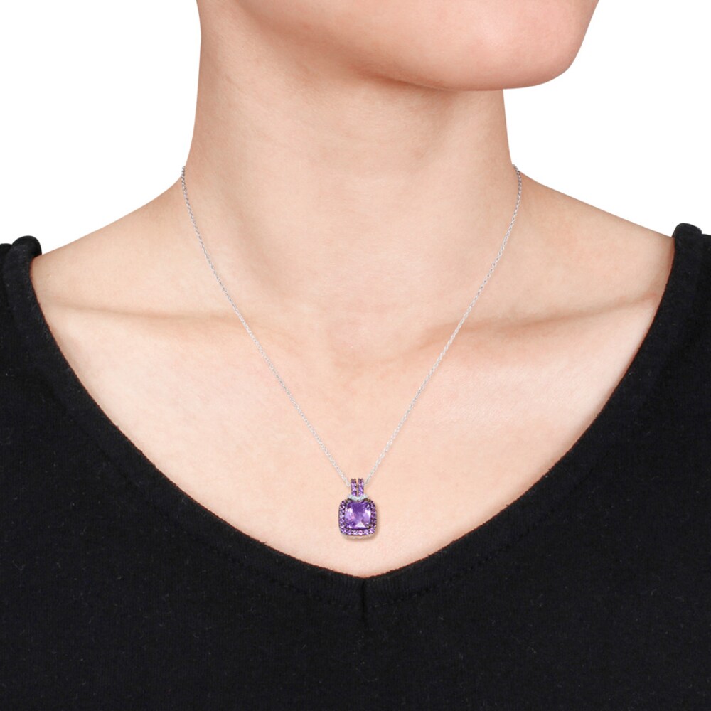 Amethyst Necklace 1/20 ct tw Diamonds Sterling Silver L7qfrd5R Amethyst Necklace 1/20 ct tw Diamonds Sterling Silver L7qfrd5R