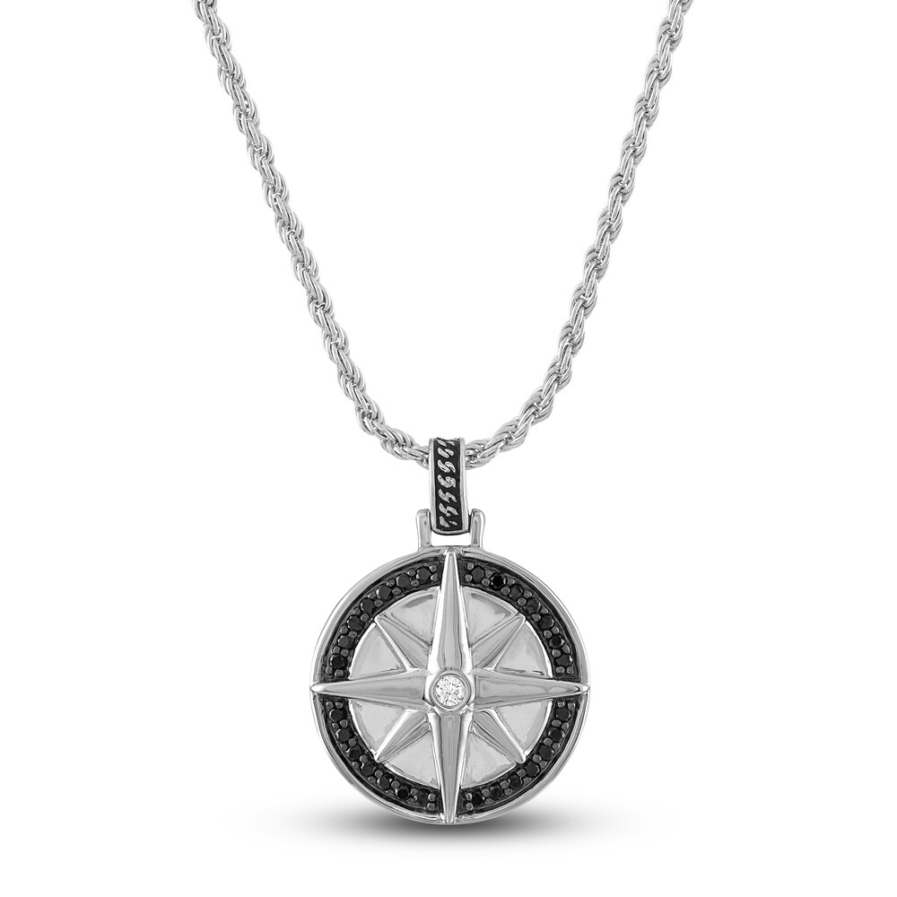 1933 by Esquire Men's Diamond Compass Pendant Necklace 1/3 ct tw Round Sterling Silver LDsGMozp 1933 by Esquire Men's Diamond Compass Pendant Necklace 1/3 ct tw Round Sterling Silver LDsGMozp