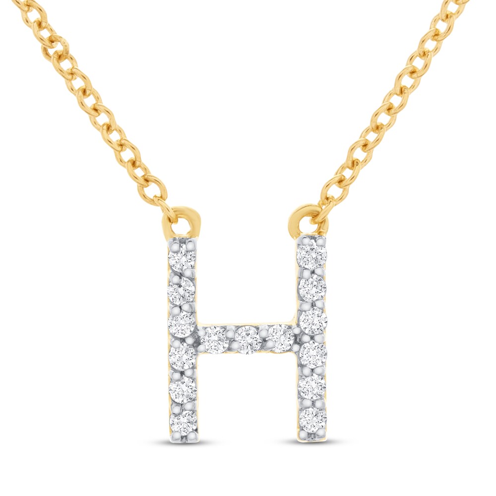 Diamond Letter H Necklace 1/10 ct tw Round 10K Yellow Gold LKu5kPEP Diamond Letter H Necklace 1/10 ct tw Round 10K Yellow Gold LKu5kPEP