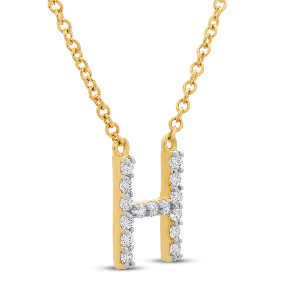 Diamond Letter H Necklace 1/10 ct tw Round 10K Yellow Gold LKu5kPEP Diamond Letter H Necklace 1/10 ct tw Round 10K Yellow Gold LKu5kPEP