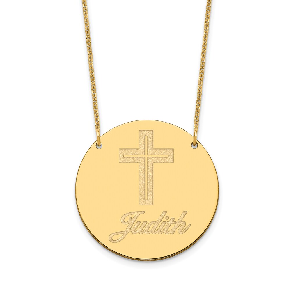 Image/Text Disk Necklace 14K Yellow Gold LbAO5MUL Image/Text Disk Necklace 14K Yellow Gold LbAO5MUL