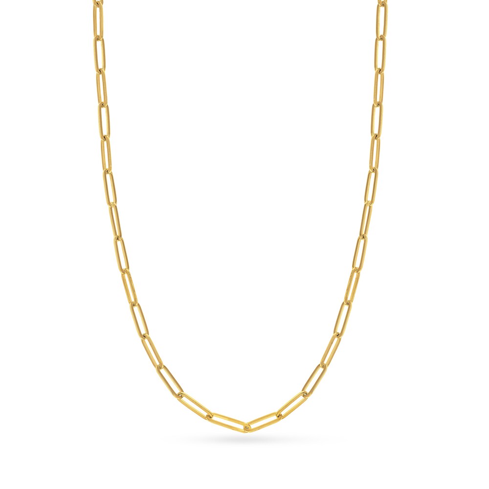 Paper Clip Chain Necklace 14K Yellow Gold 24" LntCm29J