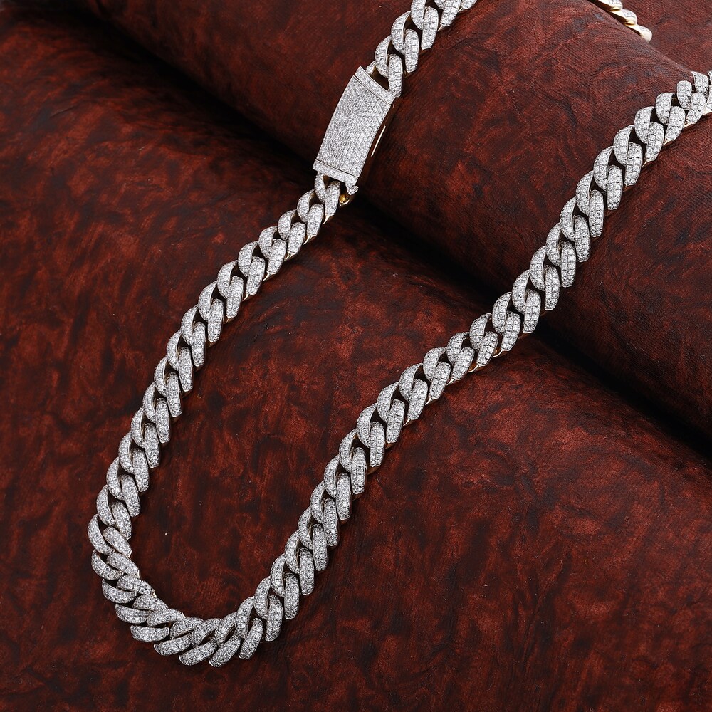 Men\'s Diamond Cuban Link Chain 26-3/4 ct tw Round Necklace 10K Yellow Gold 22\" LvVdpmiv Men\'s Diamond Cuban Link Chain 26-3/4 ct tw Round Necklace 10K Yellow Gold 22\" LvVdpmiv