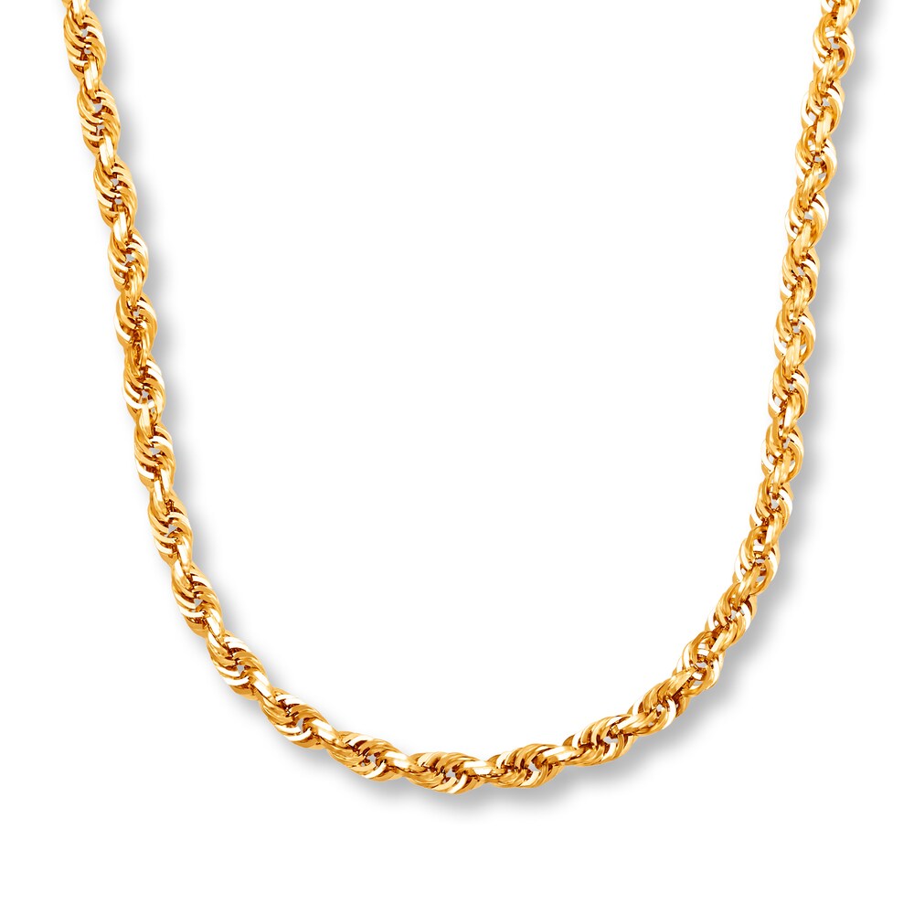 Glitter Rope Necklace 10K Yellow Gold 24" MH4jv5Uk