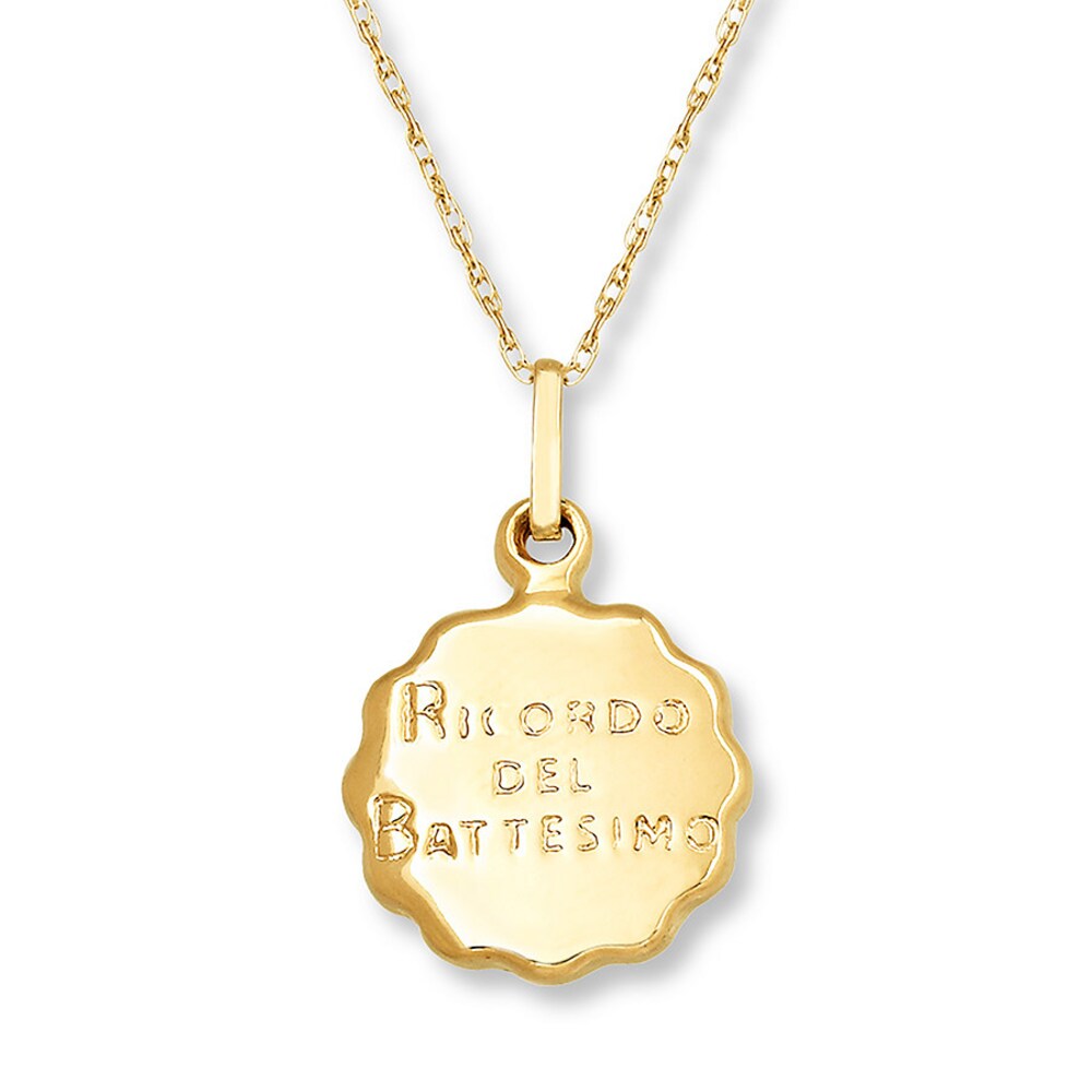 Children\'s Baptism Medal Necklace 14K Yellow Gold Me1titvr