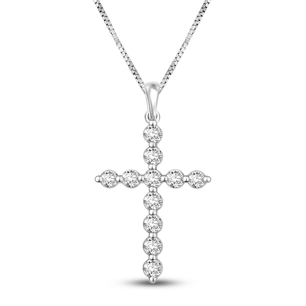 Diamond Cross Necklace 1 ct tw Round 14K White Gold N8a1iGnL Diamond Cross Necklace 1 ct tw Round 14K White Gold N8a1iGnL