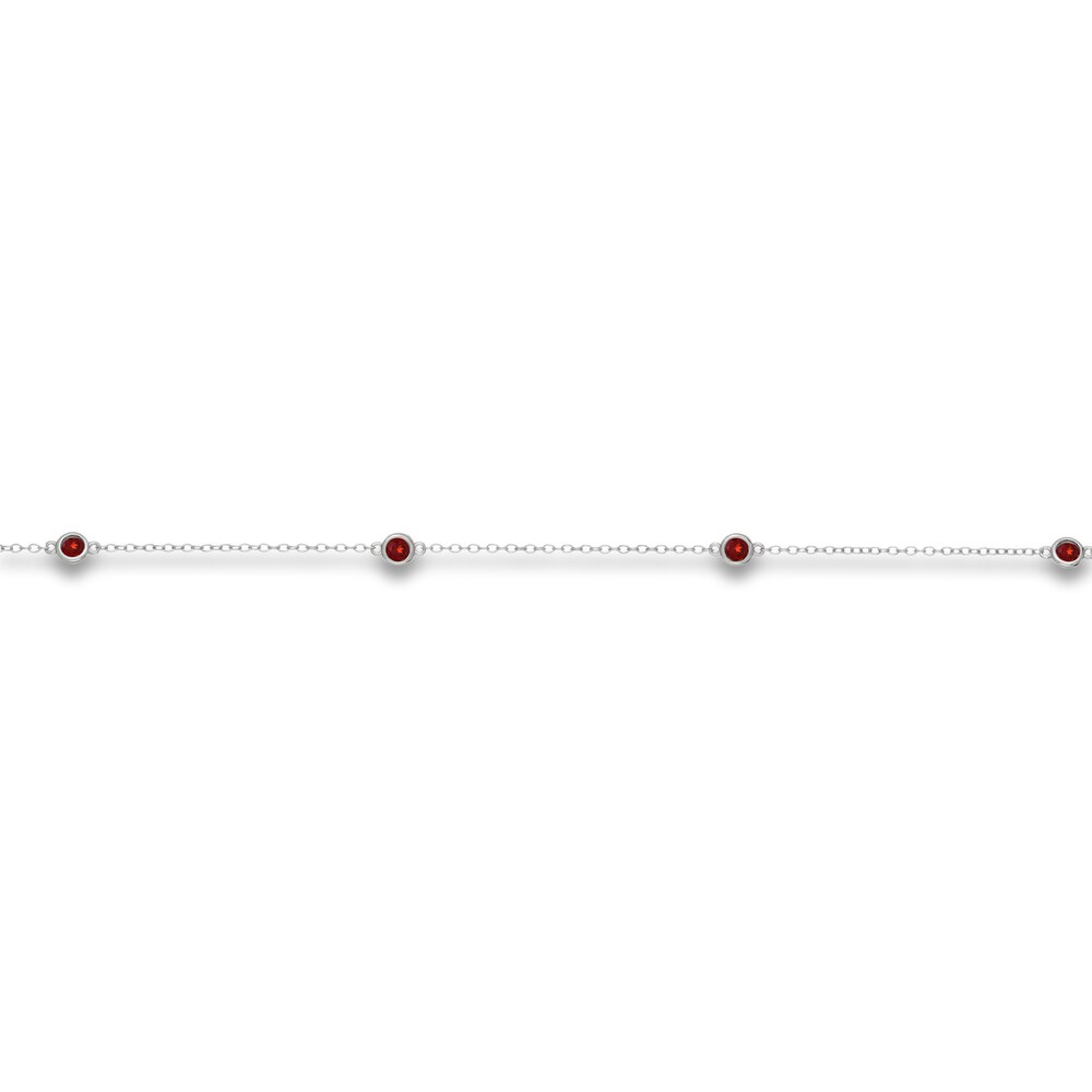 Natural Garnet Station Necklace Sterling Silver 18\" N8bIKwCZ Natural Garnet Station Necklace Sterling Silver 18\" N8bIKwCZ