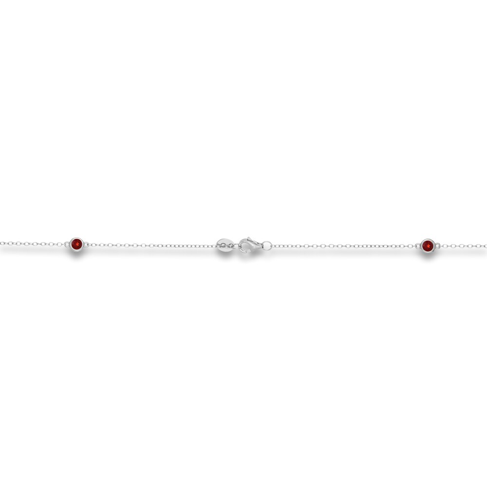 Natural Garnet Station Necklace Sterling Silver 18\" N8bIKwCZ Natural Garnet Station Necklace Sterling Silver 18\" N8bIKwCZ