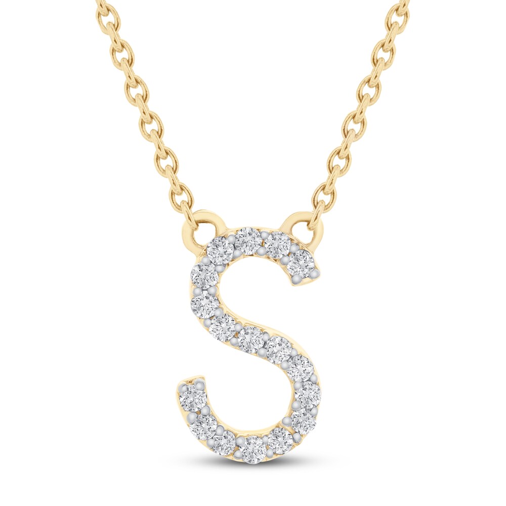 Diamond Letter S Necklace 1/10 ct tw Round 10K Yellow Gold N9aFfv8e Diamond Letter S Necklace 1/10 ct tw Round 10K Yellow Gold N9aFfv8e