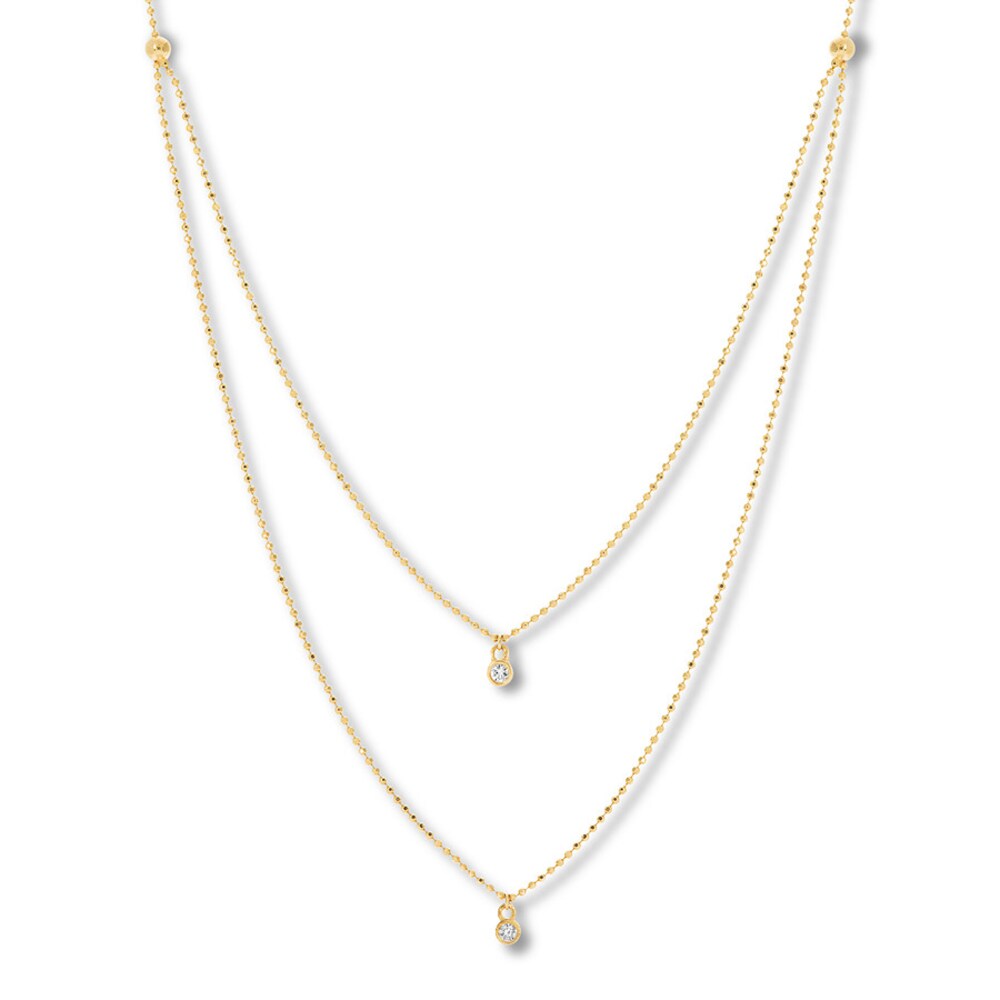 Beaded Layered Necklace 1/20 ct tw Diamonds 14K Yellow Gold N9i8AzYa Beaded Layered Necklace 1/20 ct tw Diamonds 14K Yellow Gold N9i8AzYa