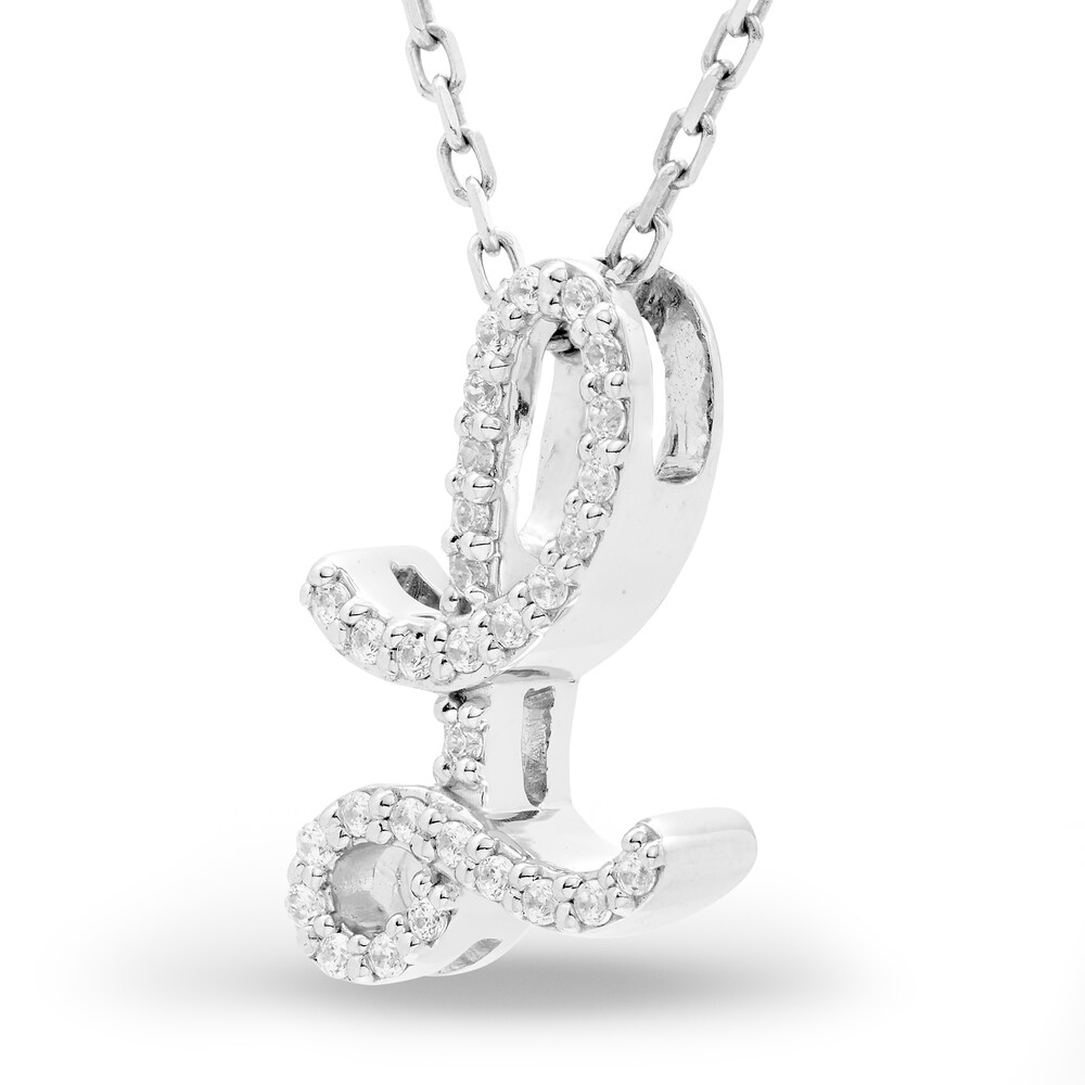 Diamond Letter L Pendant Necklace 1/10 ct tw Round 10K White Gold 18\" NFp8bpTf Diamond Letter L Pendant Necklace 1/10 ct tw Round 10K White Gold 18\" NFp8bpTf