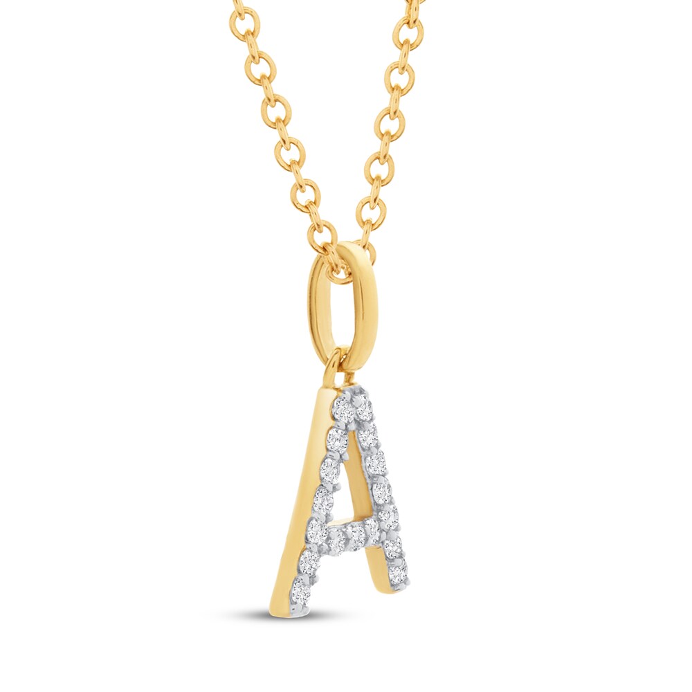 Diamond Letter A Necklace 1/10 ct tw Round 10K Yellow Gold NHVPVBLV Diamond Letter A Necklace 1/10 ct tw Round 10K Yellow Gold NHVPVBLV