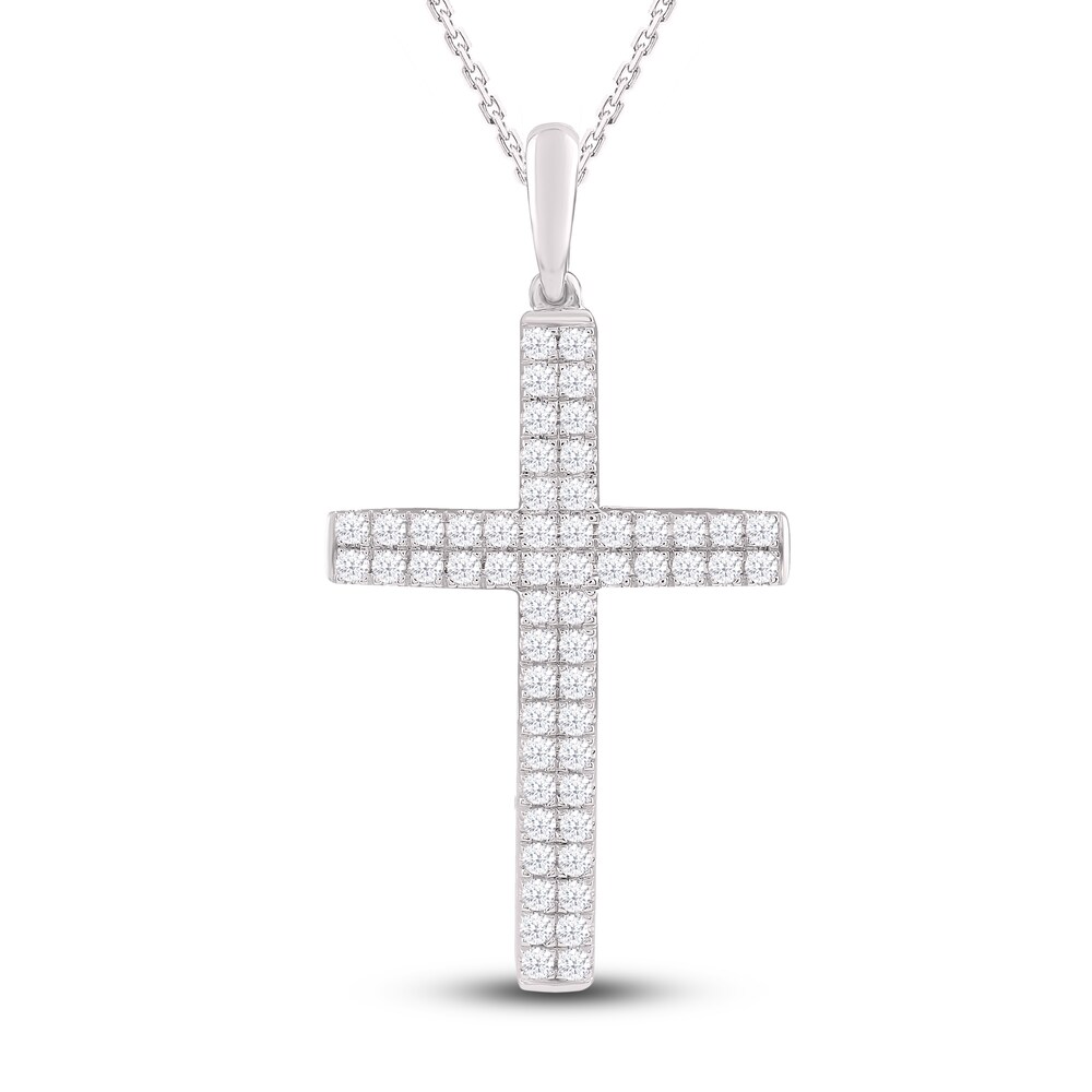 Diamond Cross Pendant Necklace 1/2 ct tw Round 10K White Gold NaT3gb8C Diamond Cross Pendant Necklace 1/2 ct tw Round 10K White Gold NaT3gb8C