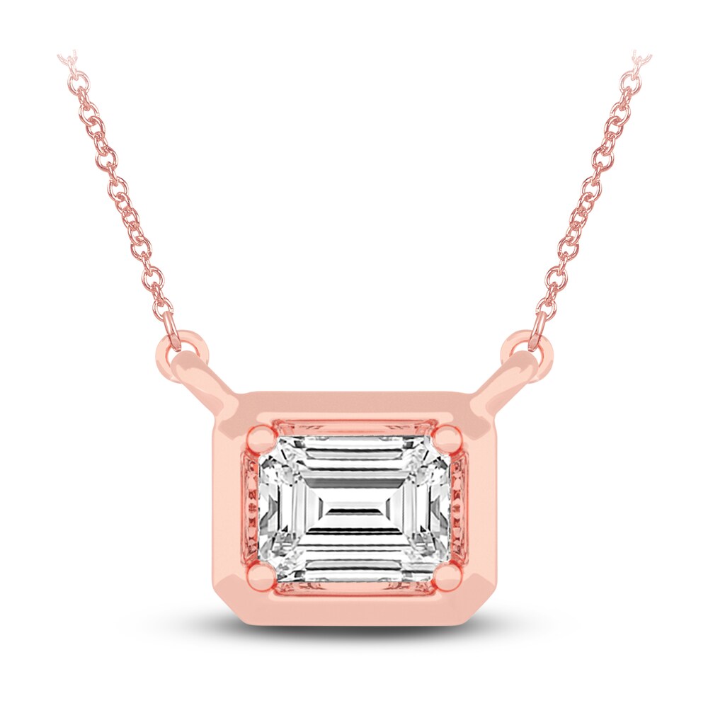 Diamond Pendant Necklace 3/8 ct tw Emerald 14K Rose Gold 18" (SI2,I) NbCOyMOy Diamond Pendant Necklace 3/8 ct tw Emerald 14K Rose Gold 18" (SI2,I) NbCOyMOy