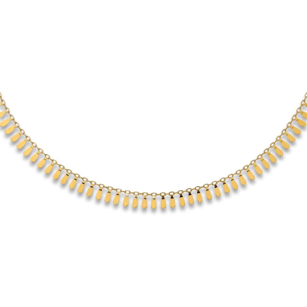 Fancy Mirror Chain Necklace 14K Yellow Gold 17.25" NdCD3YOf Fancy Mirror Chain Necklace 14K Yellow Gold 17.25" NdCD3YOf