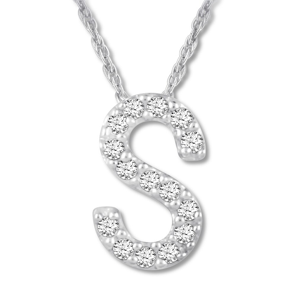 Diamond Initial S Necklace 1/20 ct tw Round-cut 10K White Gold NfmA5NLH Diamond Initial S Necklace 1/20 ct tw Round-cut 10K White Gold NfmA5NLH