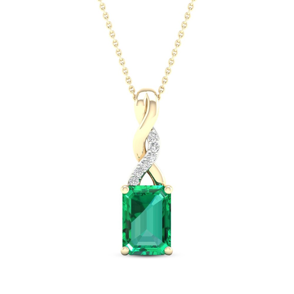 Natural Emerald Necklace Diamond Accent 10K Yellow Gold NfwbkRU8 Natural Emerald Necklace Diamond Accent 10K Yellow Gold NfwbkRU8