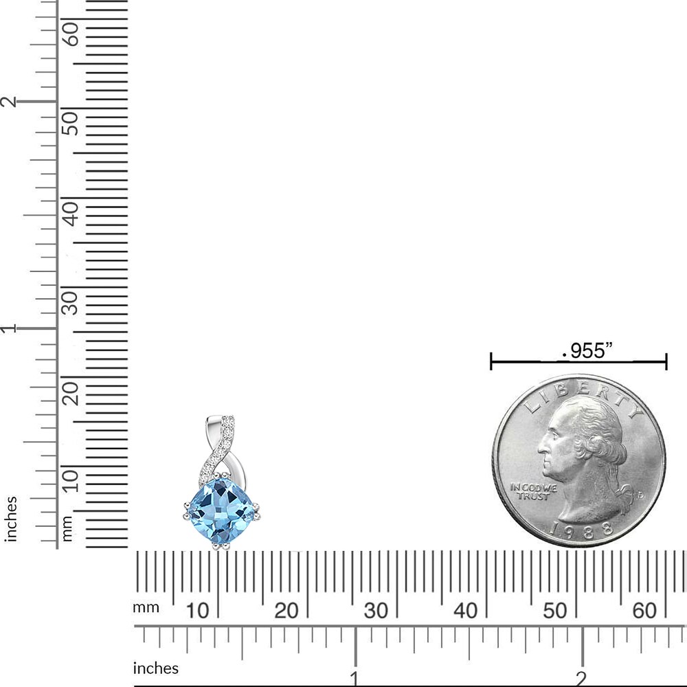 Natural Blue Topaz Pendant Necklace 1/20 ct tw Diamonds 10K White Gold 18\" Nh1ASnW8 Natural Blue Topaz Pendant Necklace 1/20 ct tw Diamonds 10K White Gold 18\" Nh1ASnW8