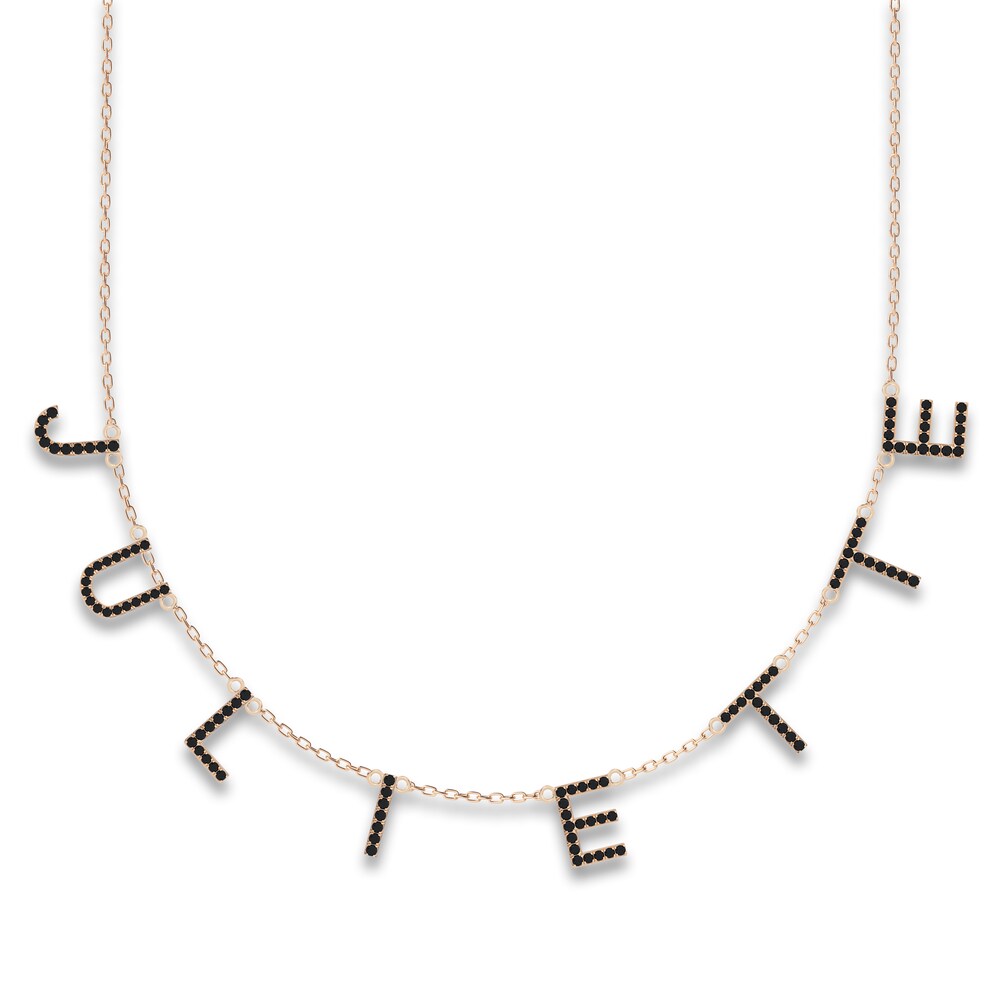 Juliette Maison Black Diamond Station Name Necklace 2-1/4 ct tw Round 10K Rose Gold NkQjWzRa Juliette Maison Black Diamond Station Name Necklace 2-1/4 ct tw Round 10K Rose Gold NkQjWzRa