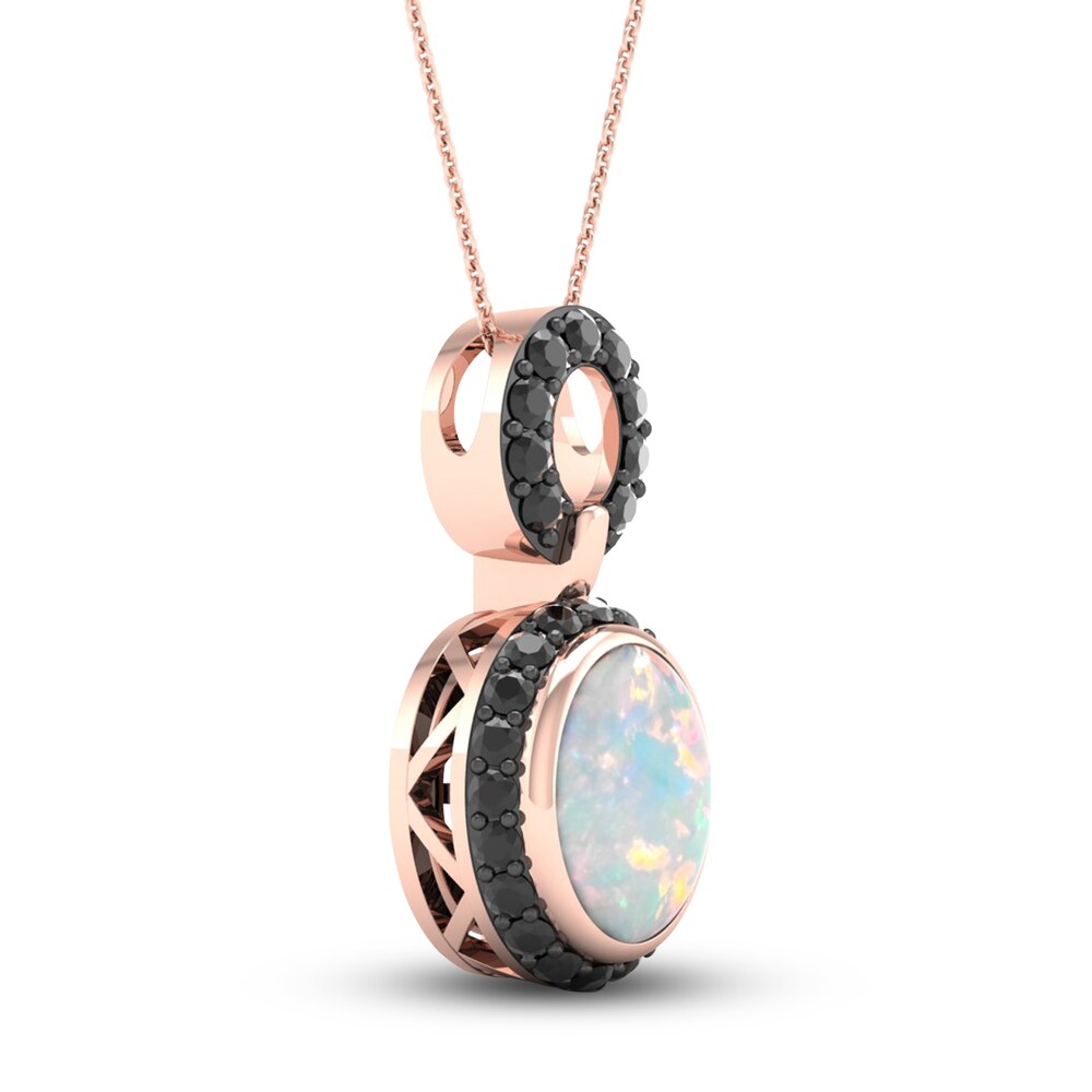 Natural Opal & Black Diamond Necklace 3/8 ct tw Round 10K Rose Gold NsbxN9o2 Natural Opal & Black Diamond Necklace 3/8 ct tw Round 10K Rose Gold NsbxN9o2