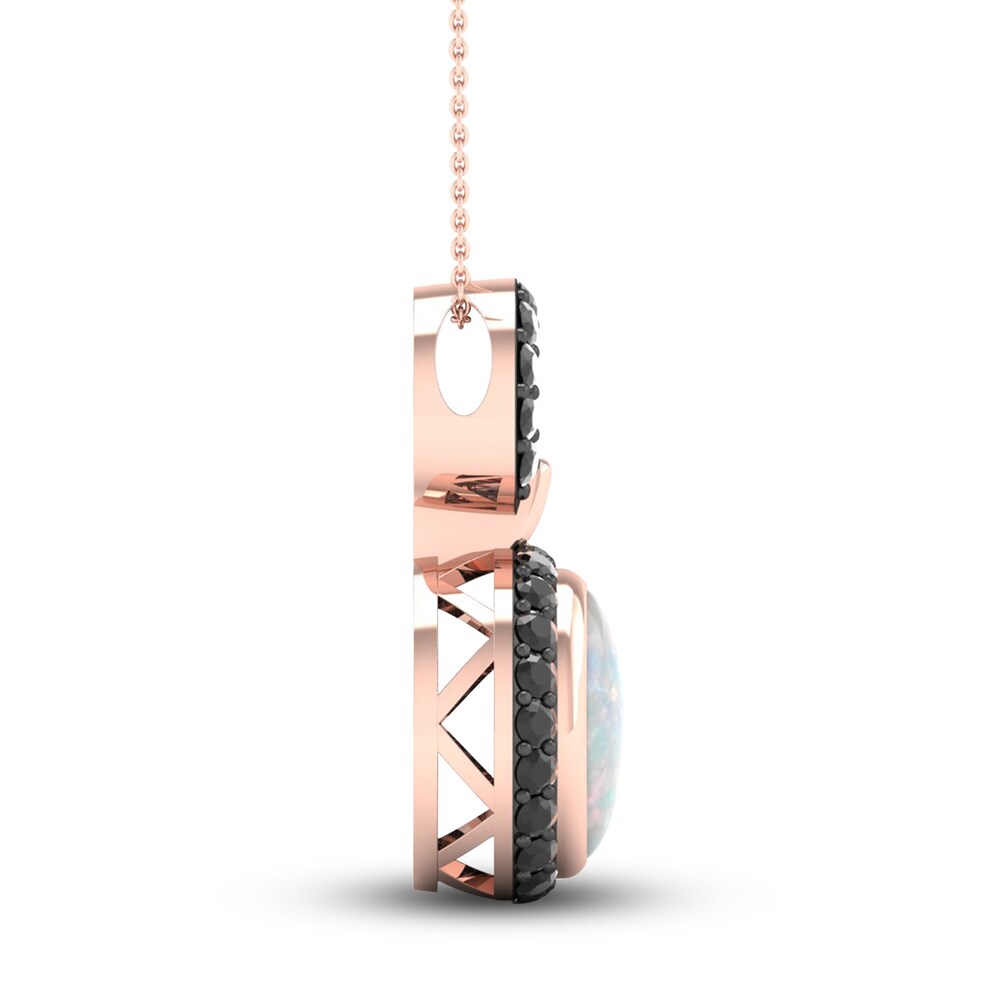 Natural Opal & Black Diamond Necklace 3/8 ct tw Round 10K Rose Gold NsbxN9o2 Natural Opal & Black Diamond Necklace 3/8 ct tw Round 10K Rose Gold NsbxN9o2